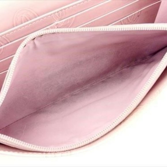 Cartier Wallet Purse Long Wallet Pink leather Woman Authentic Used T7150 - Picture 7 of 8